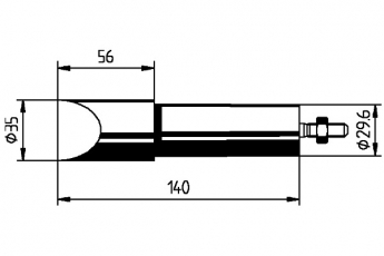 Vernickelte-Lötspitze, meißelförmig verstärkt 35.0 mm