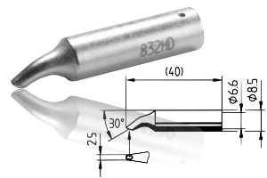 ERSADUR-Lötspitze, Hohlkehle 2.5 mm ø