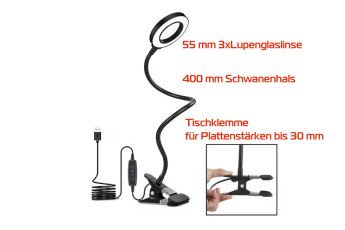 Lupenleuchte 3D mit Klemmfuß - USB