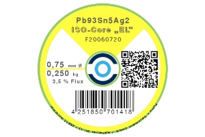 Lötdraht ISO-Core® EL Pb93Sn5Ag2 - Ø 0.75 mm - 250 gr