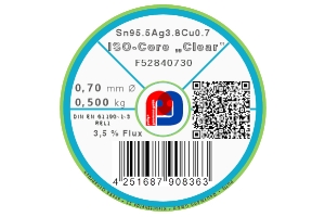 Lötdraht ISO-Core Clear Sn95.5Ag3.8Cu0.7 - Ø 0.70 mm - 500 g