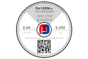 Massivlot ISO-TIN Sn100Ni+ - Ø 2.00 mm - 500 gr