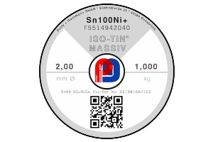 Massivlot ISO-TIN Sn100Ni+ - Ø 2.00 mm - 1000 gr