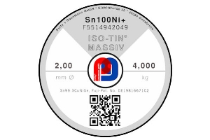 Massivlot ISO-TIN Sn100Ni+ - Ø 2.00 mm - 4000 gr