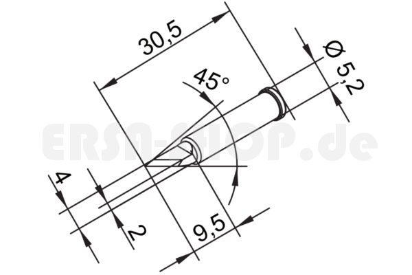 ERSADUR LF-Lötspitze, PLCC-Messer 2.0 mm
