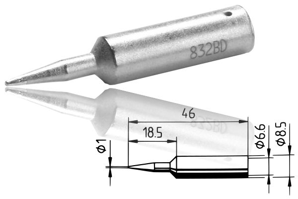 ERSADUR-Lötspitze, bleistiftspitz 1.0 mm ø