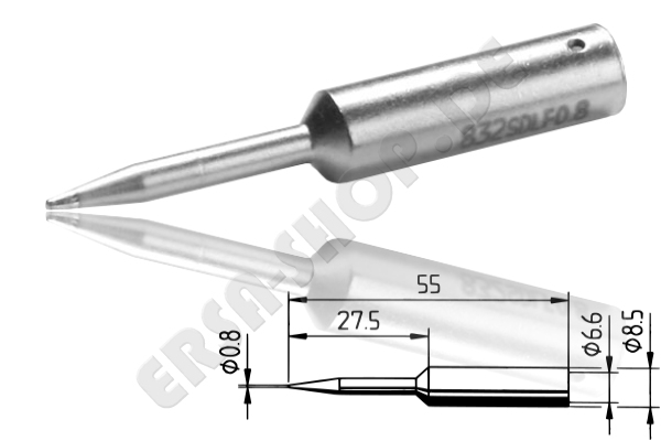 ERSADUR-Lötspitze, bleistiftspitz 0.8 mm ø