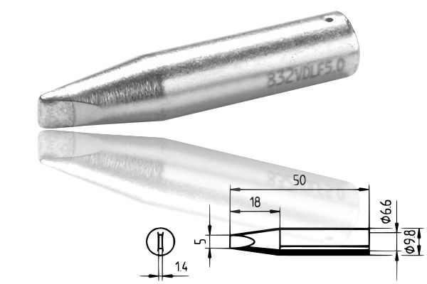 ERSADUR LF-Lötspitze, meißelförmig  5.0 mm