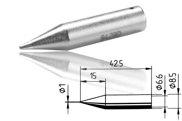 ERSADUR-Lötspitze, bleistiftspitz 1.0 mm ø