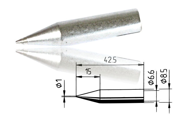 ERSADUR LF-Lötspitze, bleistiftspitz 1.0 mm ø