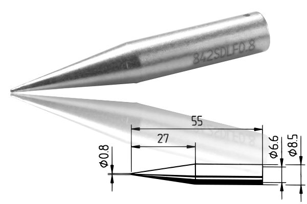 ERSADUR LF-Lötspitze, bleistiftspitz 0.8 mm ø