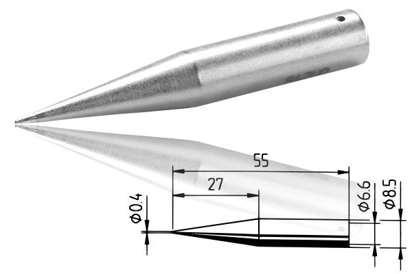 ERSADUR-Lötspitze, bleistiftspitz 0.4 mm ø