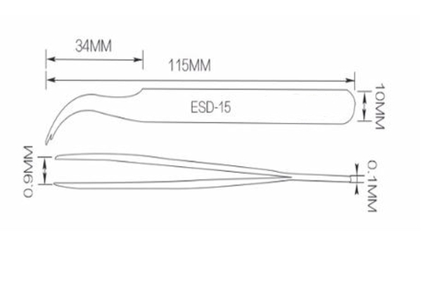 ESD-Pinzette - bleistiftspitz - TYP ESD15 - antistatisch