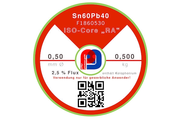 Lötdraht ISO-Core® RA Sn60Pb40 - Ø 0.50 mm - 500 gr