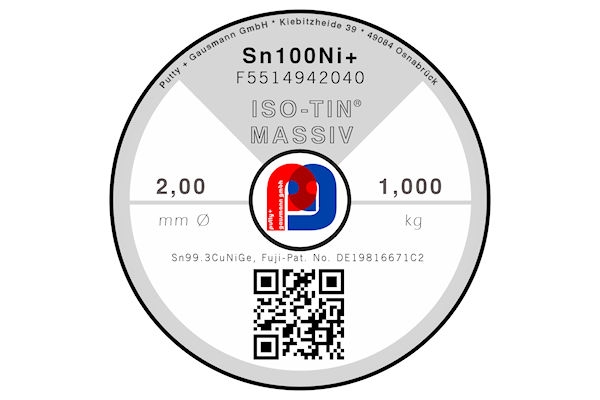 Massivlot ISO-TIN Sn100Ni+ - Ø 2.00 mm - 1000 gr
