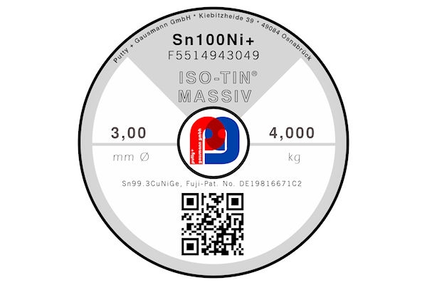 Massivlot ISO-TIN Sn100Ni+ - Ø 3.00 mm - 4000 gr