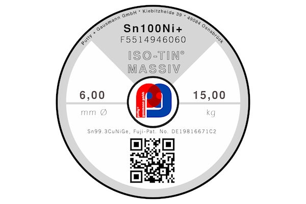 Massivlot ISO-TIN Sn100Ni+ - Ø 6.00 mm - 5000 gr
